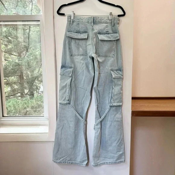 NWT Zara TRF Belt Loop Cargo Jeans Denim 8197/034 in Light Blue Size 25 - Picture 6 of 11